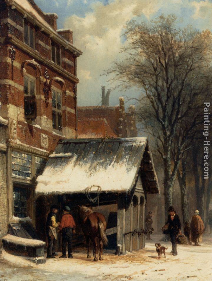 Cornelis Springer The Smithy of Culemborg in the Winter